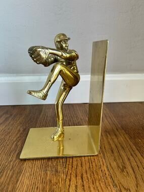 Vintage GATCO Solid Brass Baseball Player Bookend Pitcher Figurine Sports Decor